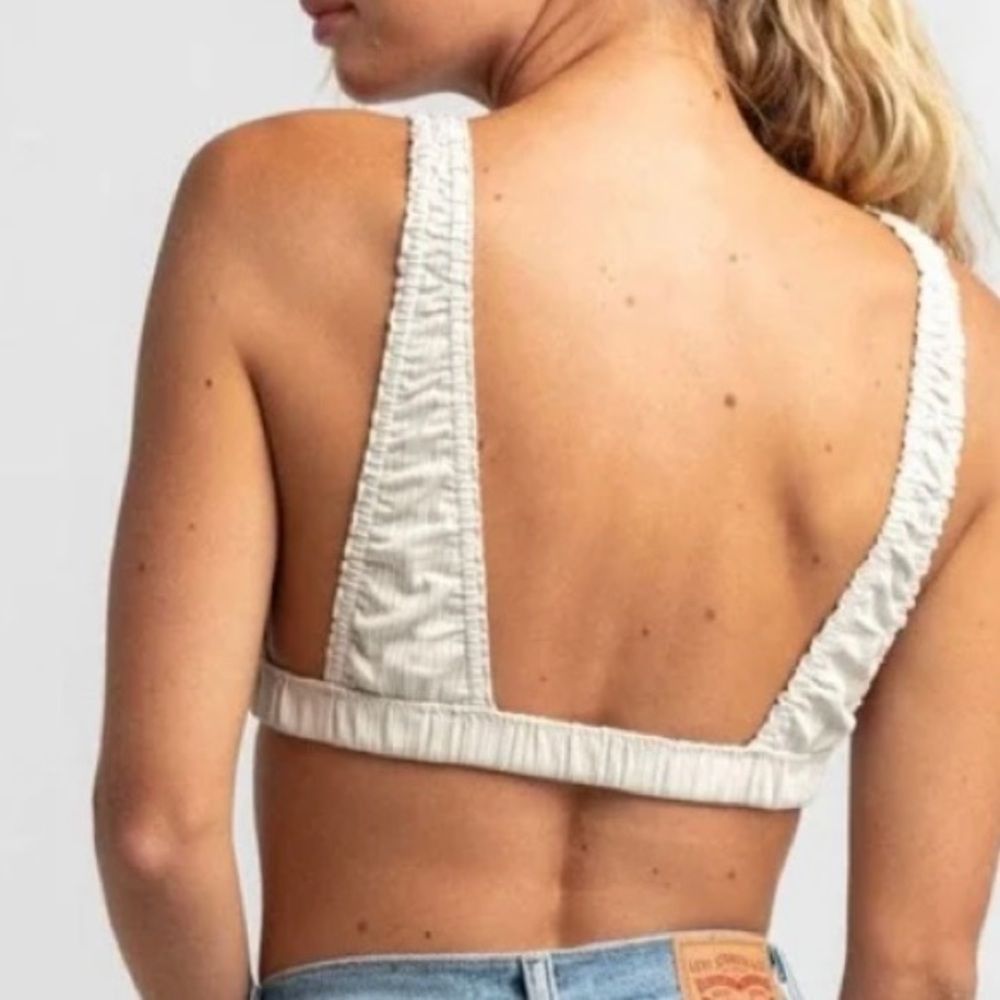 NWT Free People Wait & See Stripe Ruched Bralette. Light Blue. XS. Free - Picture 5 of 12